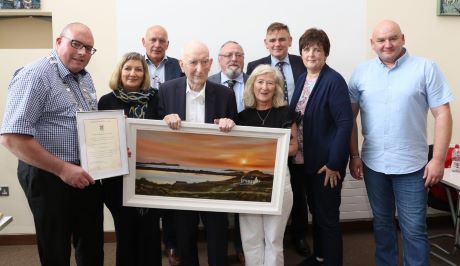 Pádraig and his daughter with Management and Members of Donegal County Council
